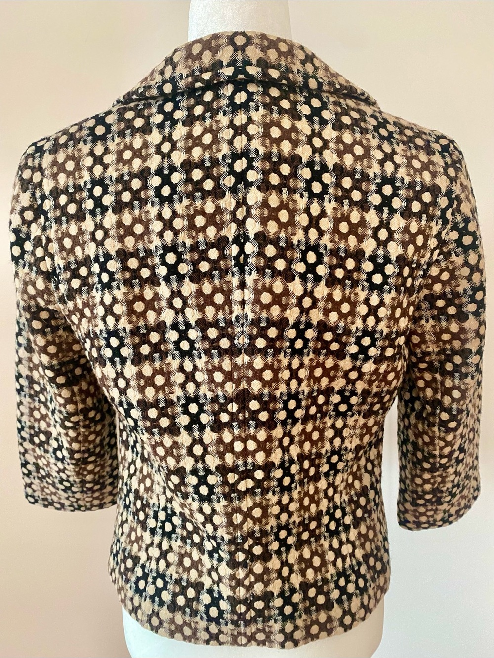 Sigrid Olsen 100% Wool Cropped Blazer Brown Geometric Jacket S - Picture 2 of 14